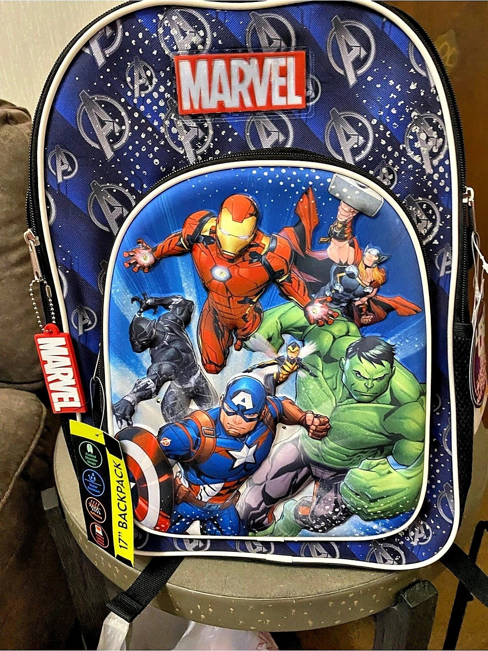 Marvel 17-inch Light up Backpack Blue & Black NWT